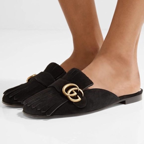 Gucci Marmont Black Suede Slippers, size 37 - Picture 2 of 8